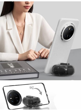 Compatible with Huawei freeclip 2 Case with Phone Stand,Full Drop Protection Automatic Snap Switch Design with Cleaner Kit -Clear - view 2